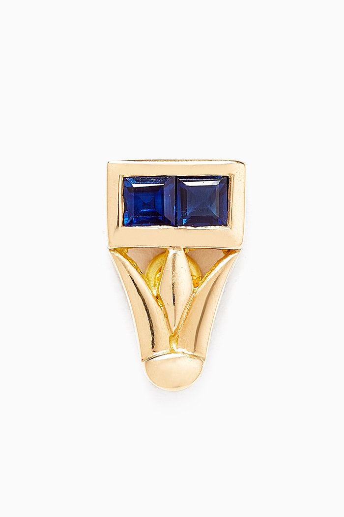 

Lotus Single Stud Earring with Sapphire in 18kt Gold, Yellow