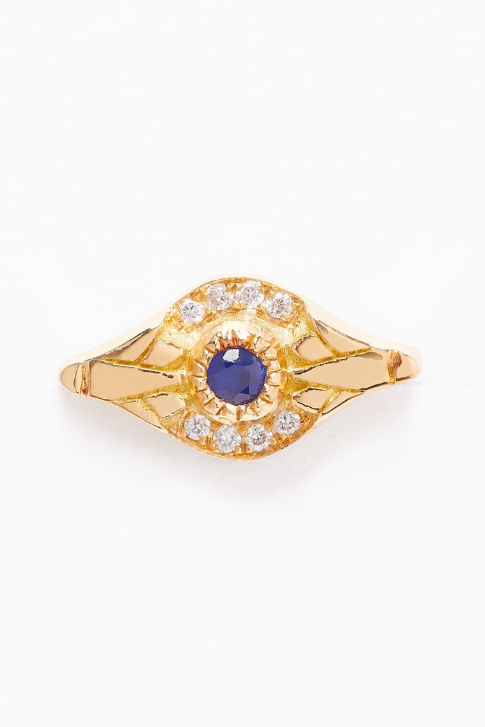 

Blue Eye Diamond Single Stud Earring with Sapphire in 18kt Gold, Yellow