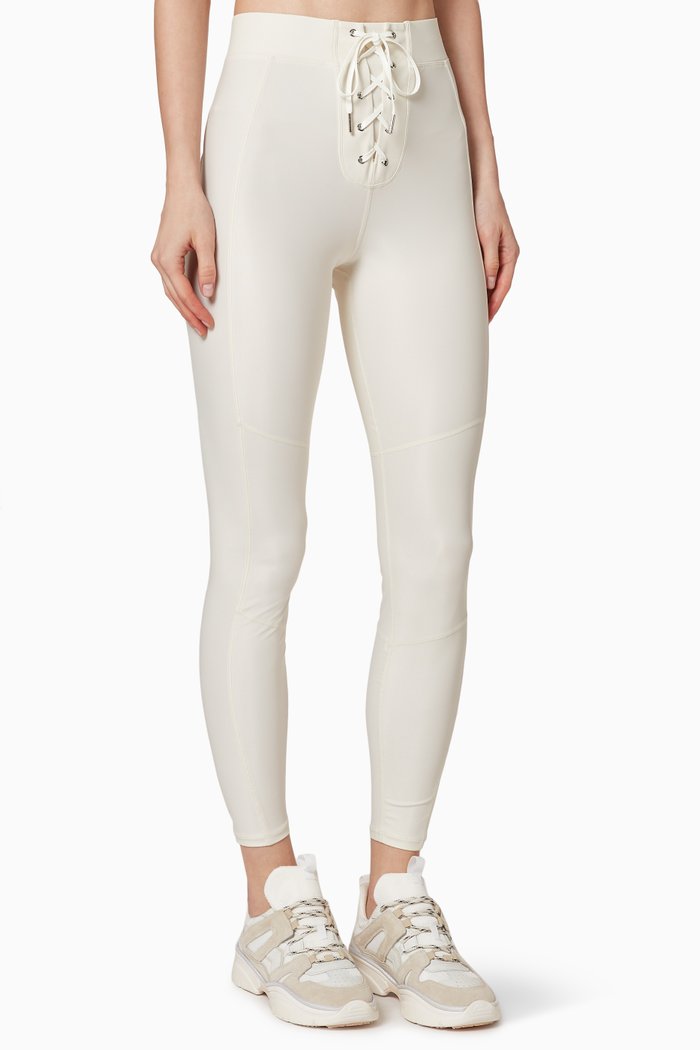 

Liquid Lace Up Leggings, White