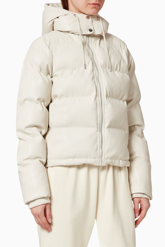 

Faux Leather Statement Puffer Jacket, Neutral