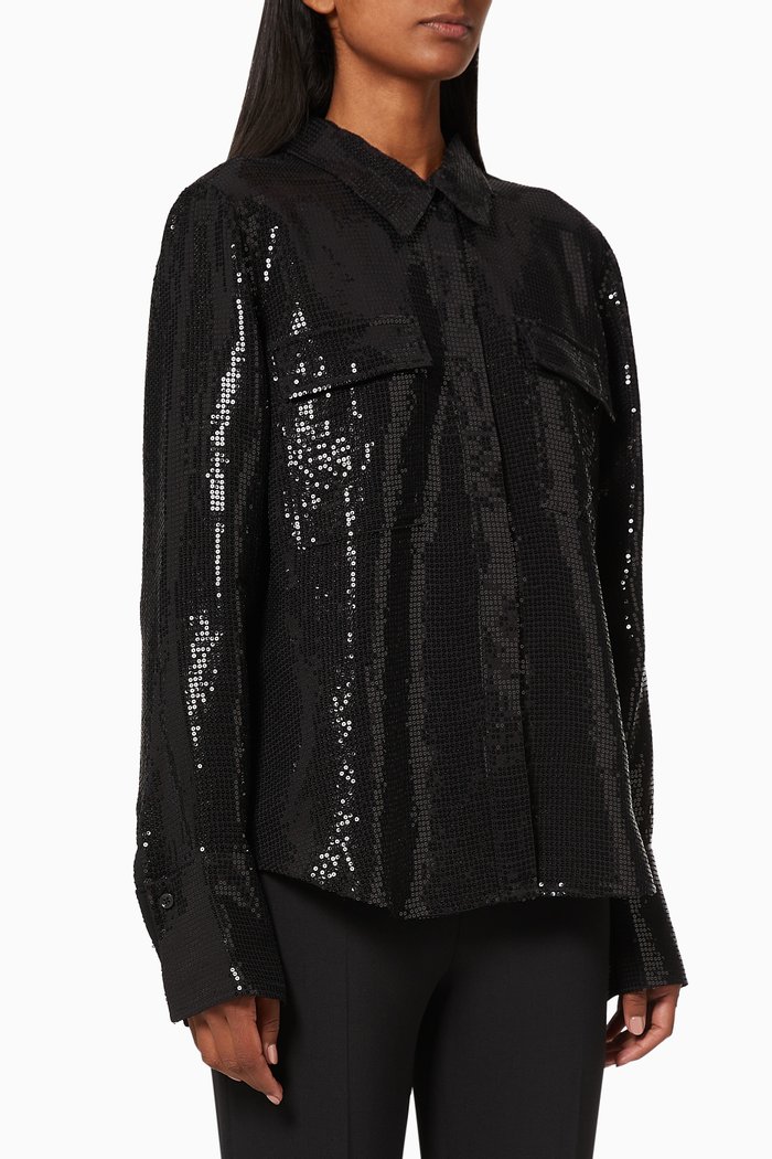 

Glow Sheer Sequinned Shirt, Black