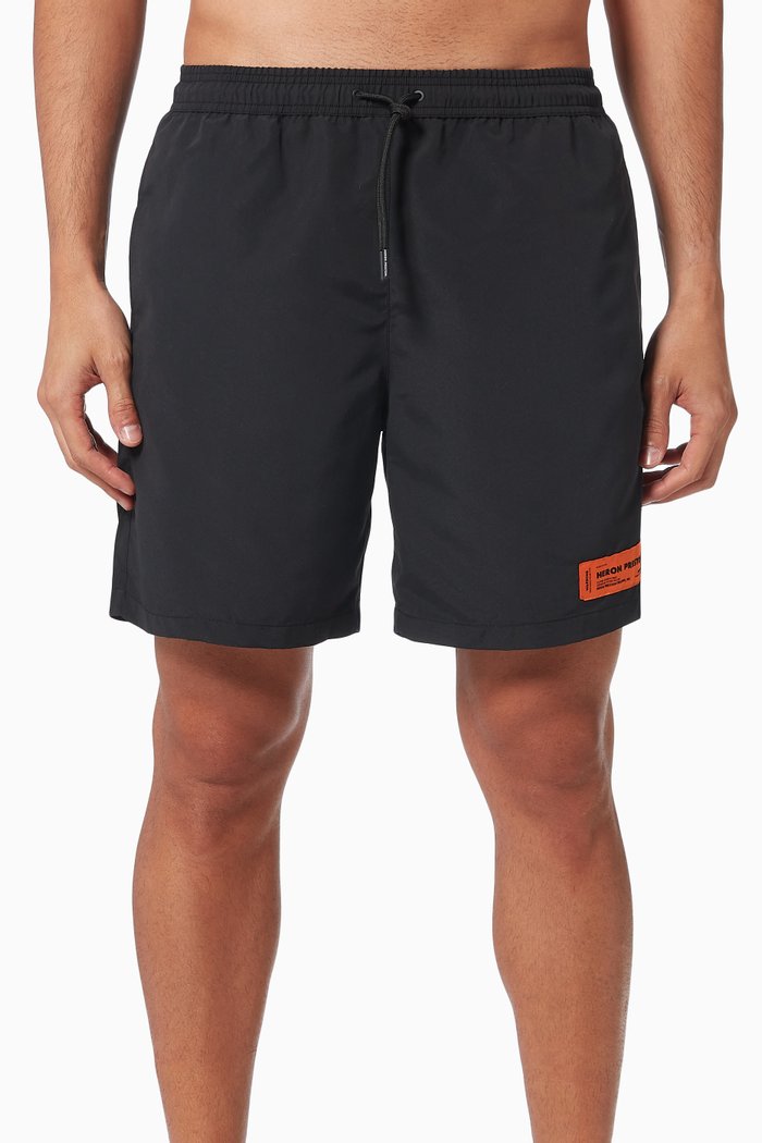 Logo Swim Shorts in Nylon, Black