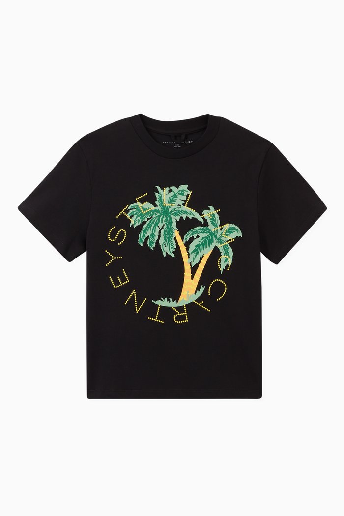 

Logo Palms Oversize T-shirt in Organic Cotton, Black