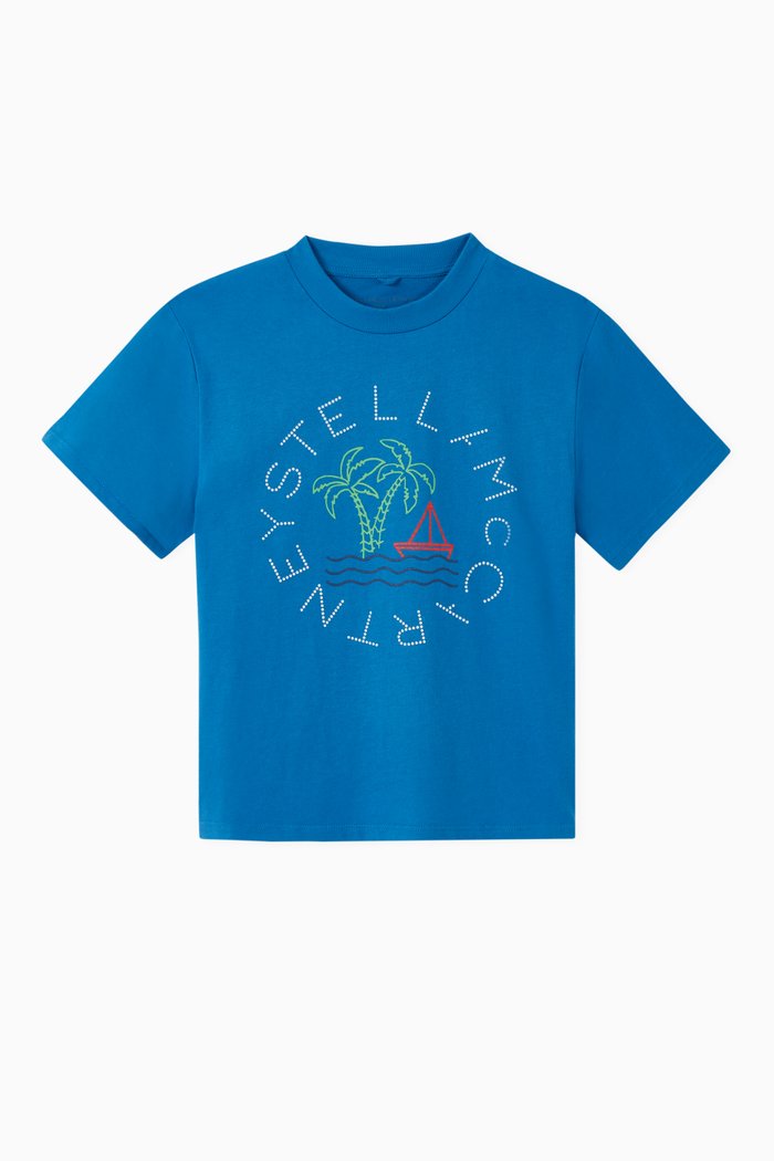 

Logo Sailing Cotton Sport Oversize T-shirt, Blue