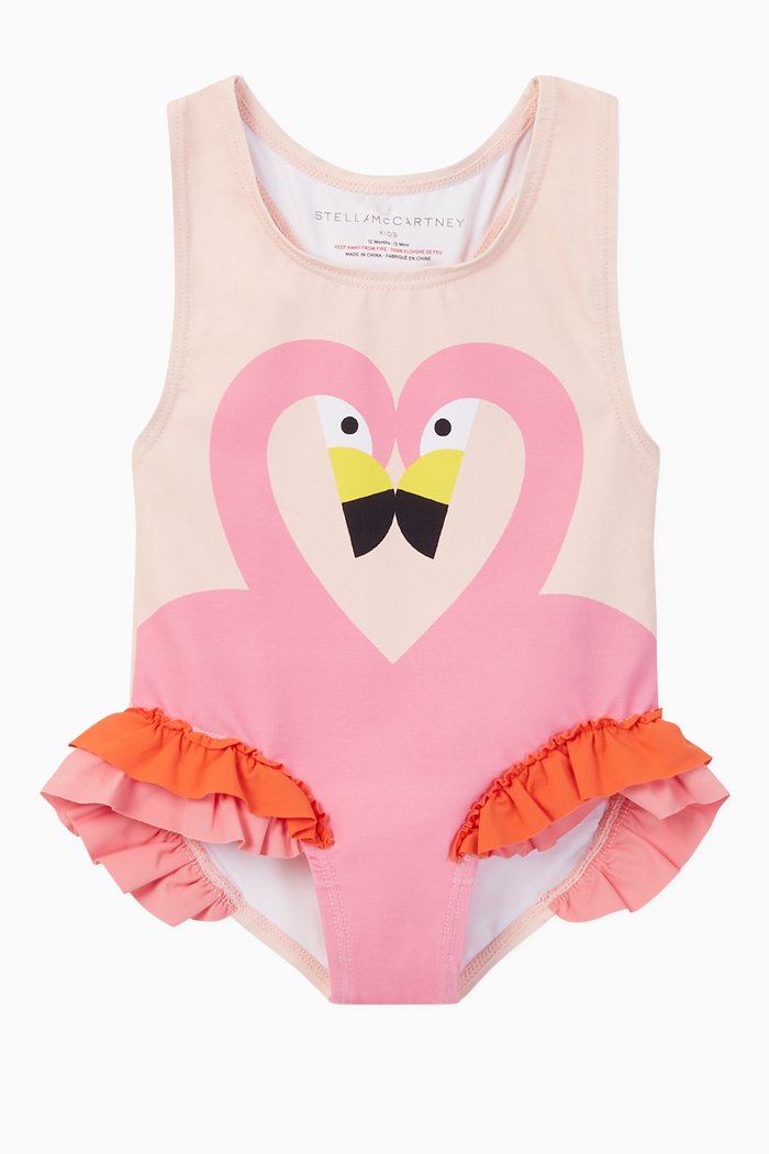 

Flamingo Recycled Nylon Swimsuit with Frills, Pink