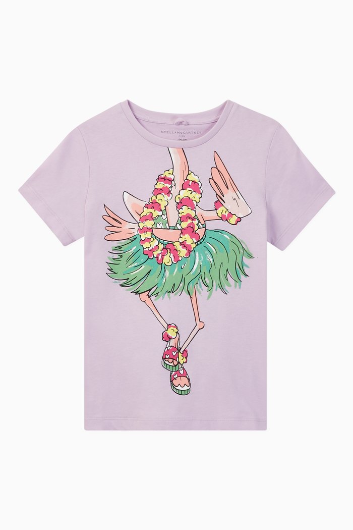 

Trompe-l'Oeil Flamingo Organic Cotton T-shirt, Purple
