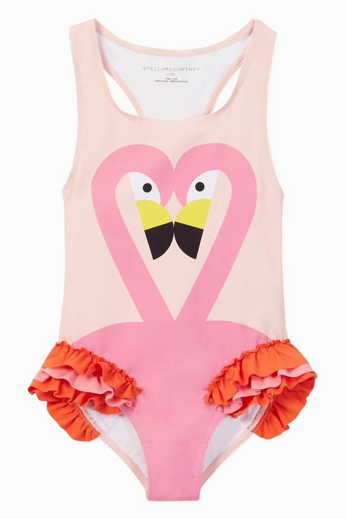 

Flamingo Recycled Nylon Swimsuit with Frills, Pink