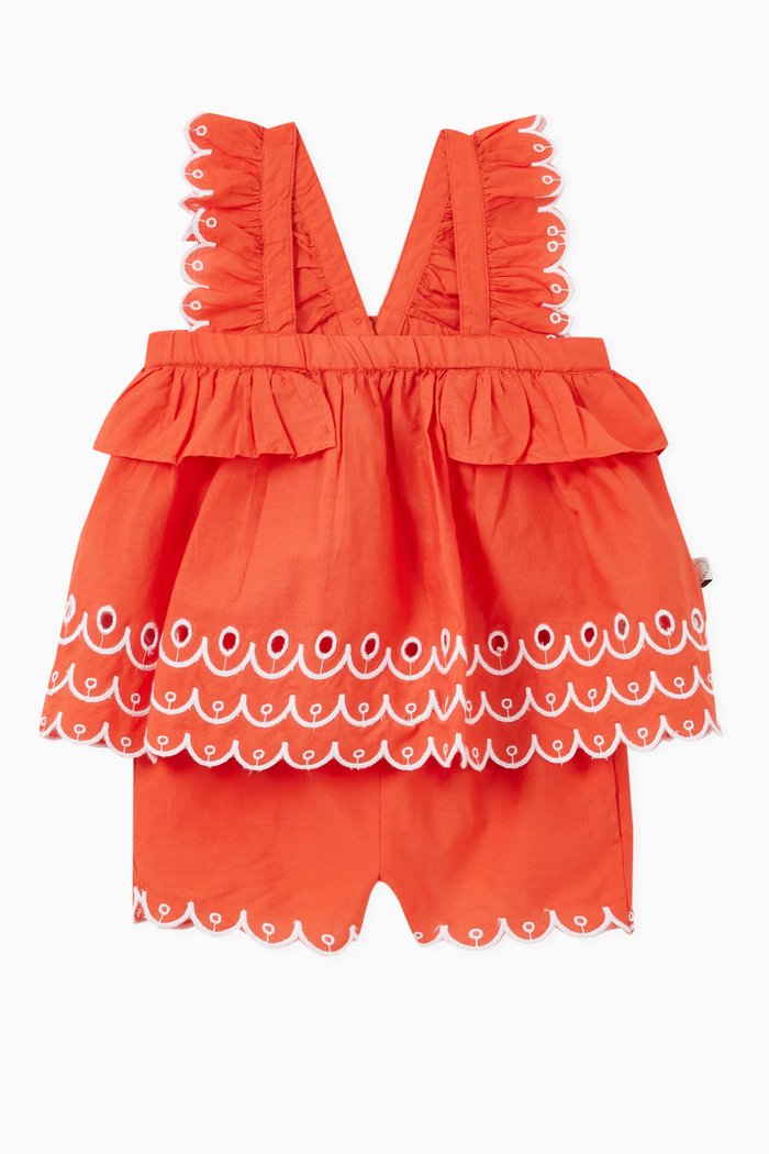 

Scalloped Organic Cotton Top and Shorts Set, Red