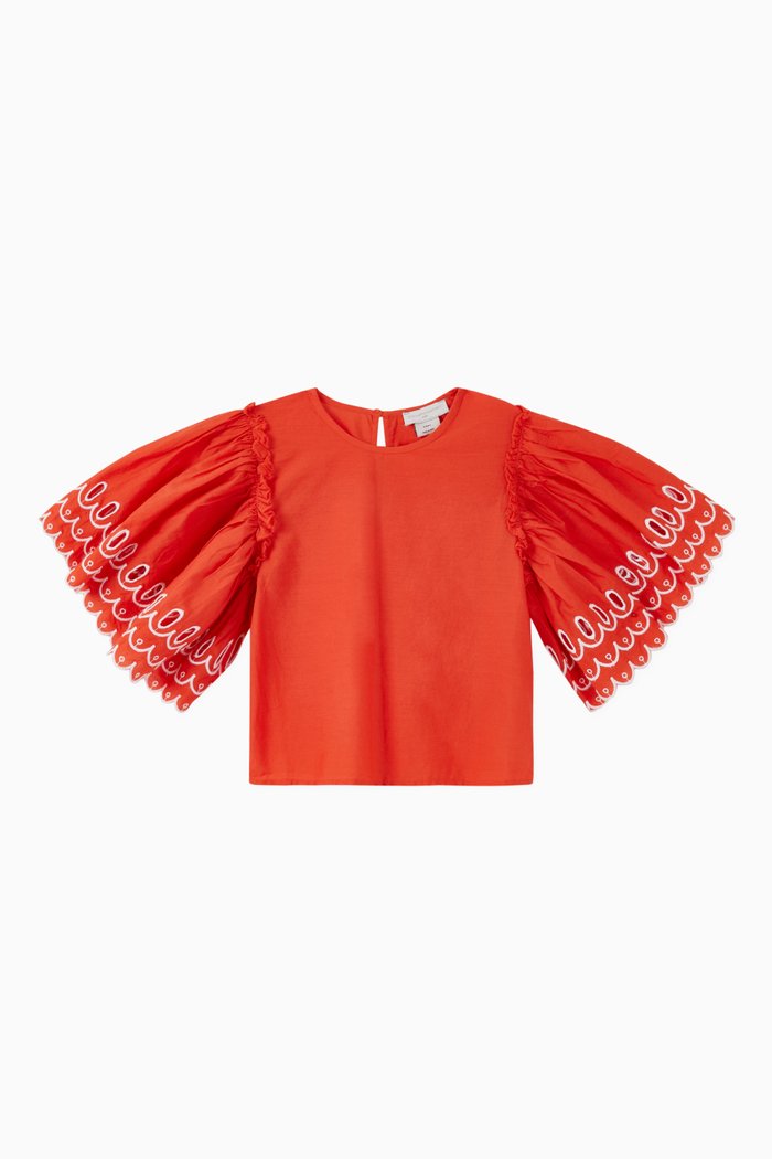 

Scalloped Organic Cotton Top, Red