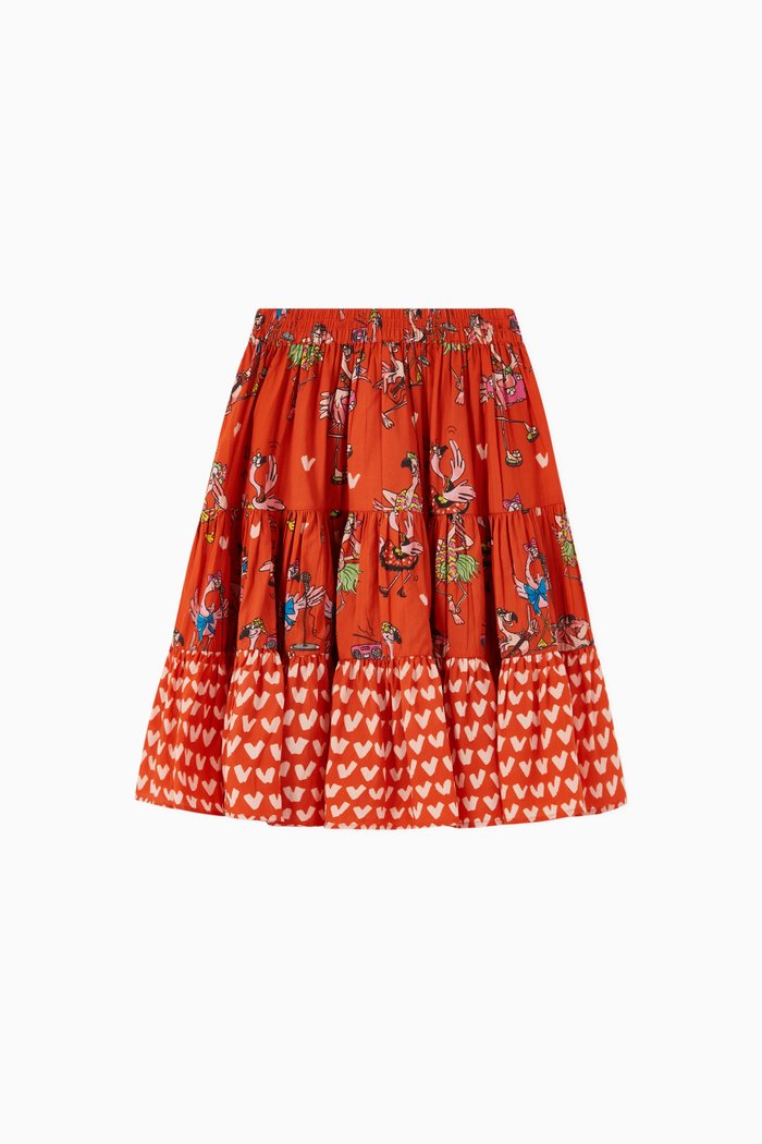 

Flamingo Party Organic Cotton Skirt, Red