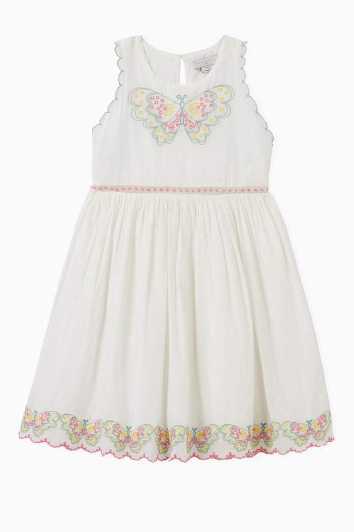 

Butterfly Embroidery Organic Cotton Dress, White