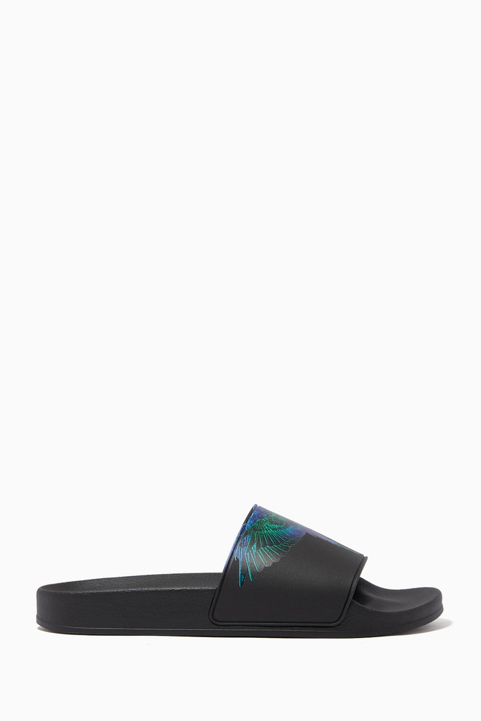 

Wings Printed Slides in Rubber, Black