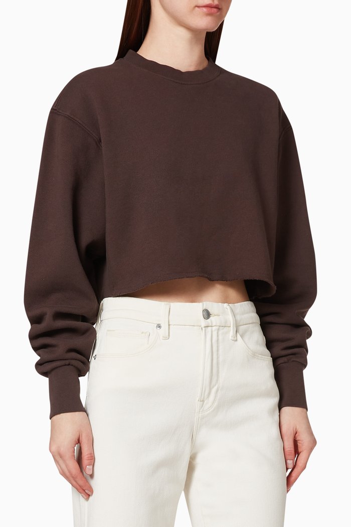 

Cropped Cotton Sweatshirt, Brown
