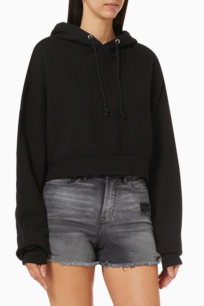 

Cropped and Cool Hoodie in Cotton, Black
