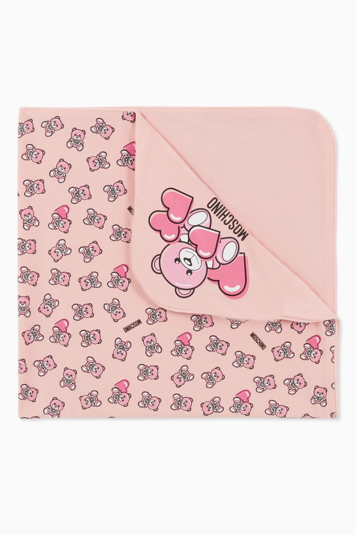 

Bear & Heart Reversible Baby Blanket, Pink