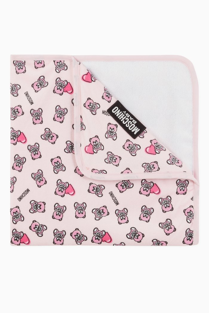 

Teddy Bear Print Hooded Towel, Pink