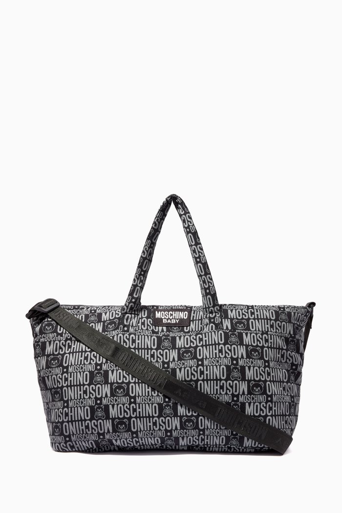 Diaper Bag with Logo Print, Black