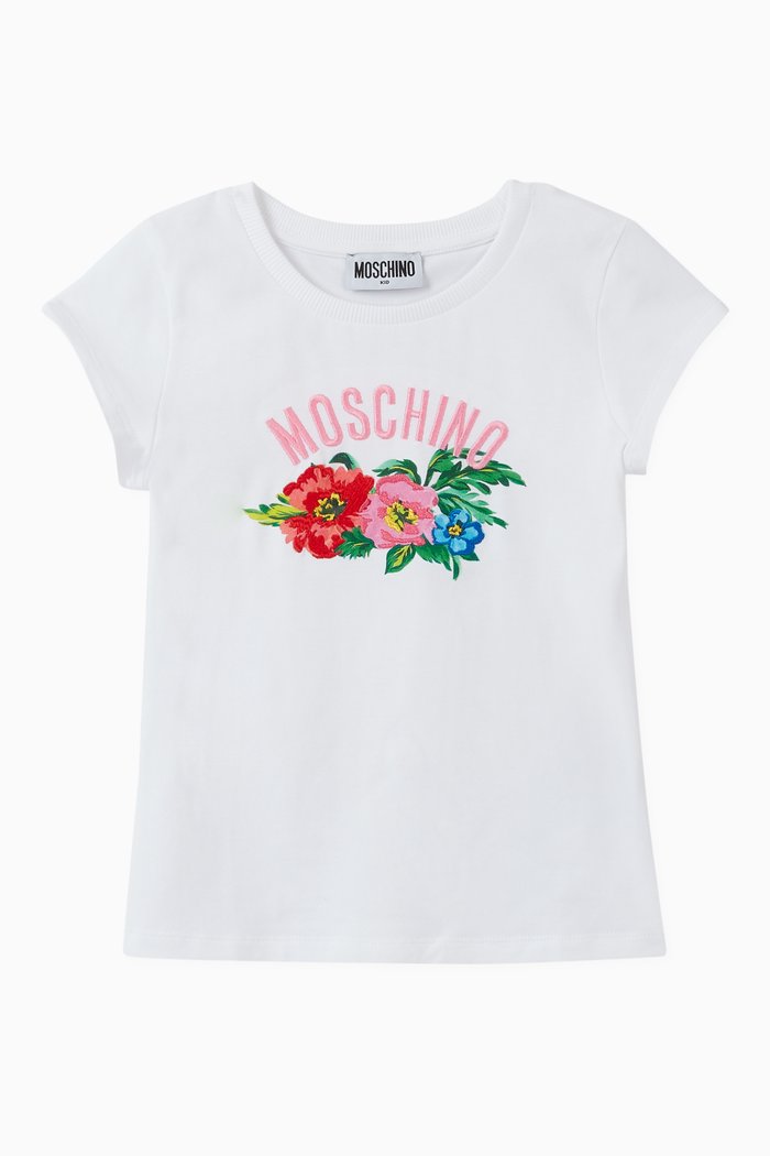 

Floral Logo T-shirt in Cotton Jersey, White