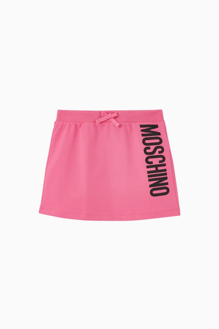 

Vertical Logo Print Cotton Skirt, Pink