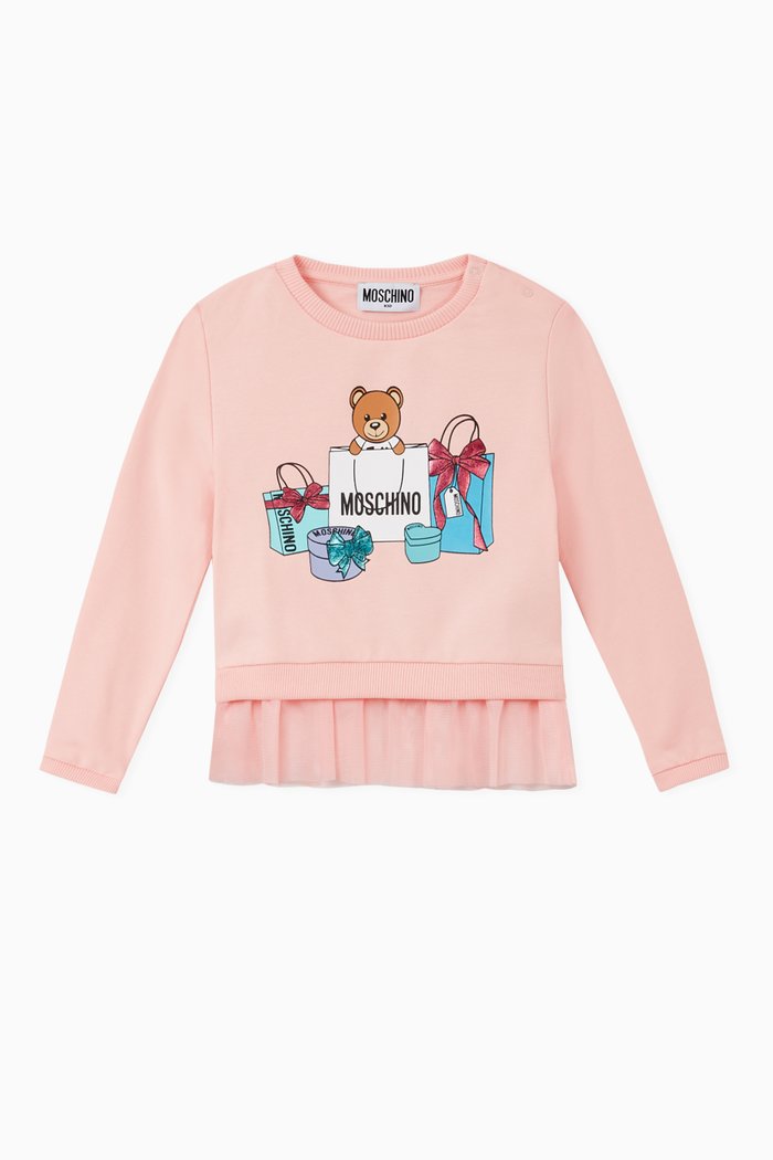 

Shopping Teddy Bear Jersey Sweatshirt, Pink