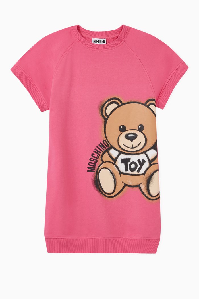 

Teddy Bear Logo Print Jersey Dress, Pink