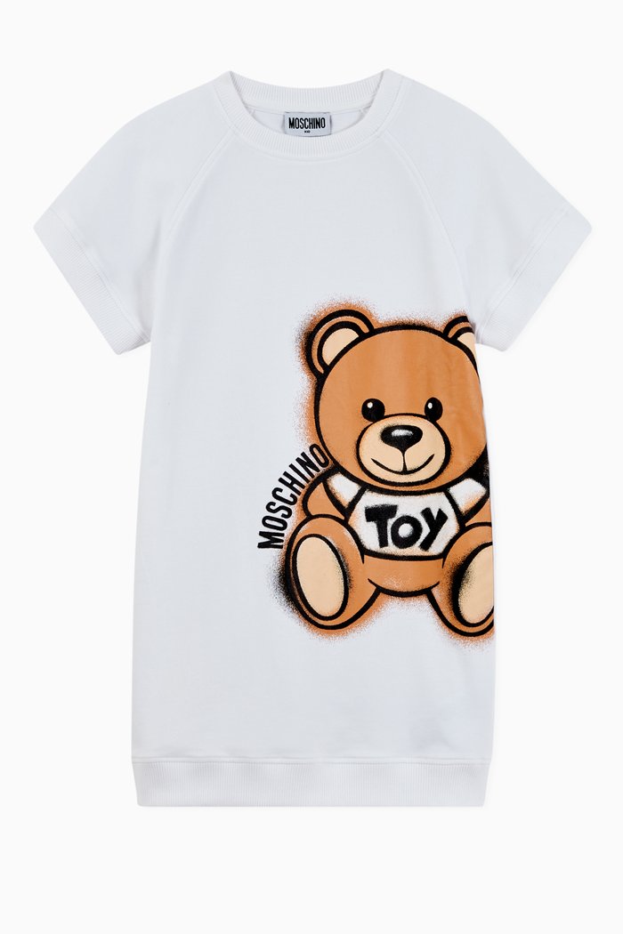 

Teddy Bear Logo Print Jersey Dress, White