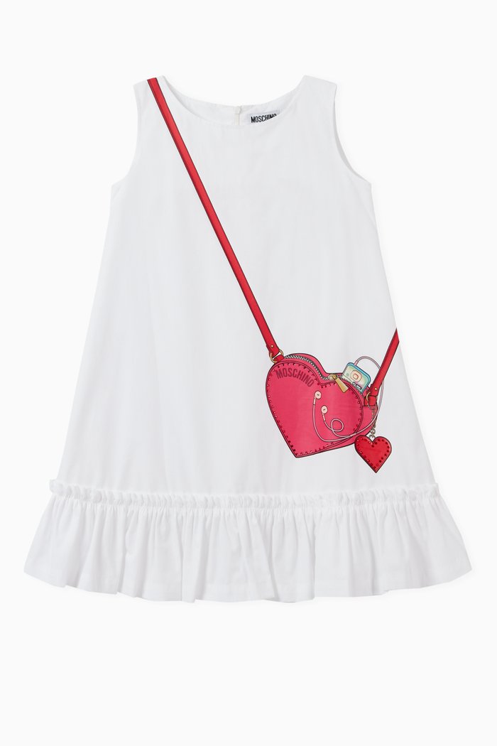 

Heart Bag Graphic Dress in Cotton, White