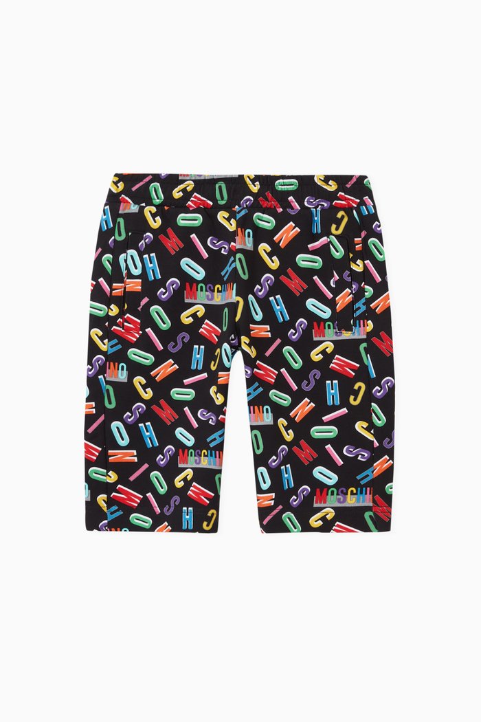 

Logo Letter Cotton Jersey Shorts, Black