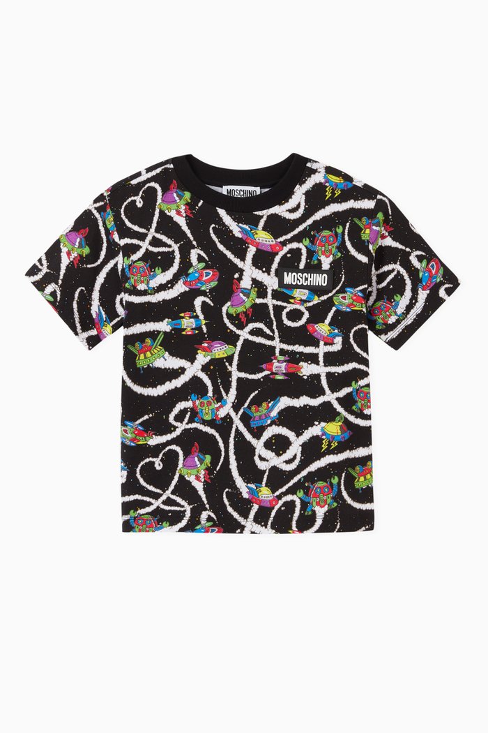 

Spaceships Cotton Jersey T-Shirt, Black