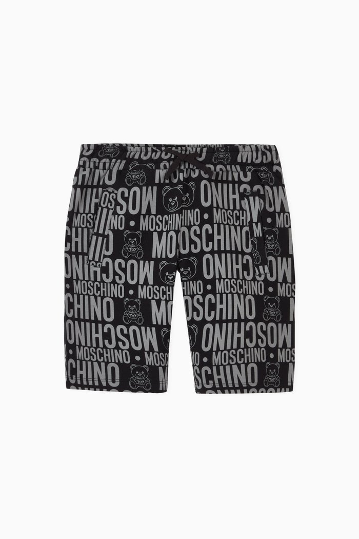 

Logo Teddy Bear Cotton Jersey Shorts, Black