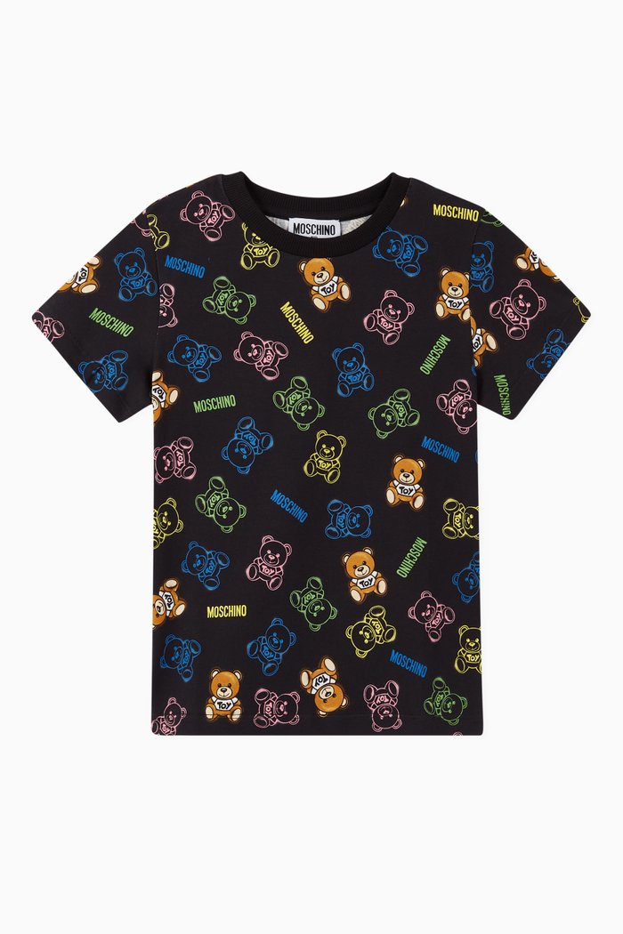 

Teddy Bear Print Jersey T-shirt, Black