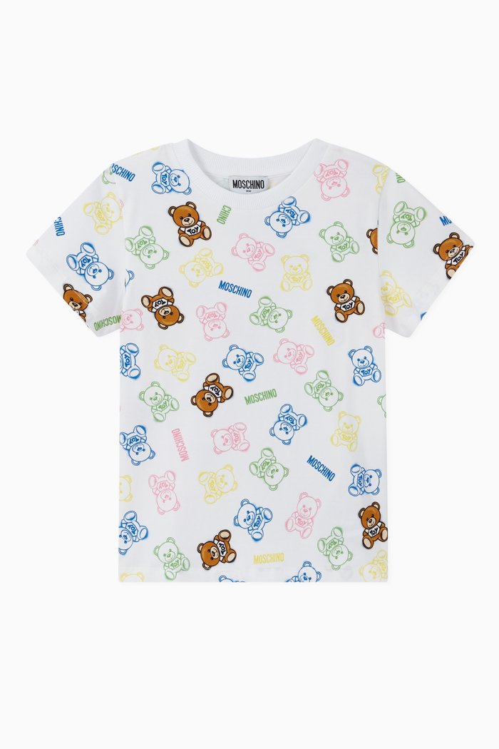 

Teddy Bear Print Jersey T-shirt, White
