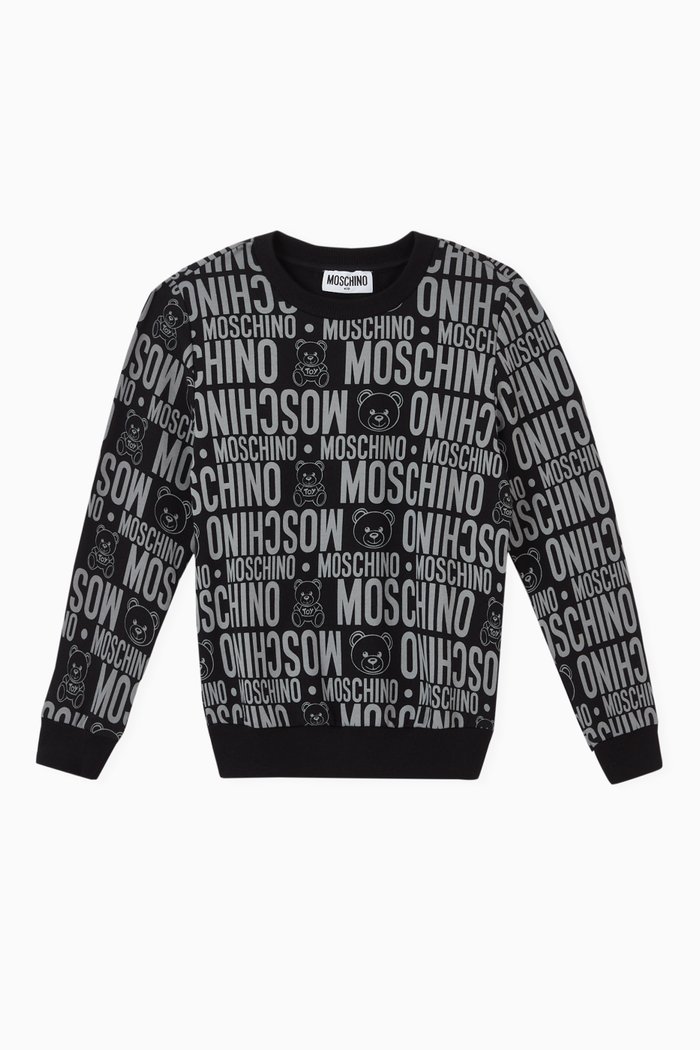 

Logo Teddy Bear Jersey Sweatshirt, Black