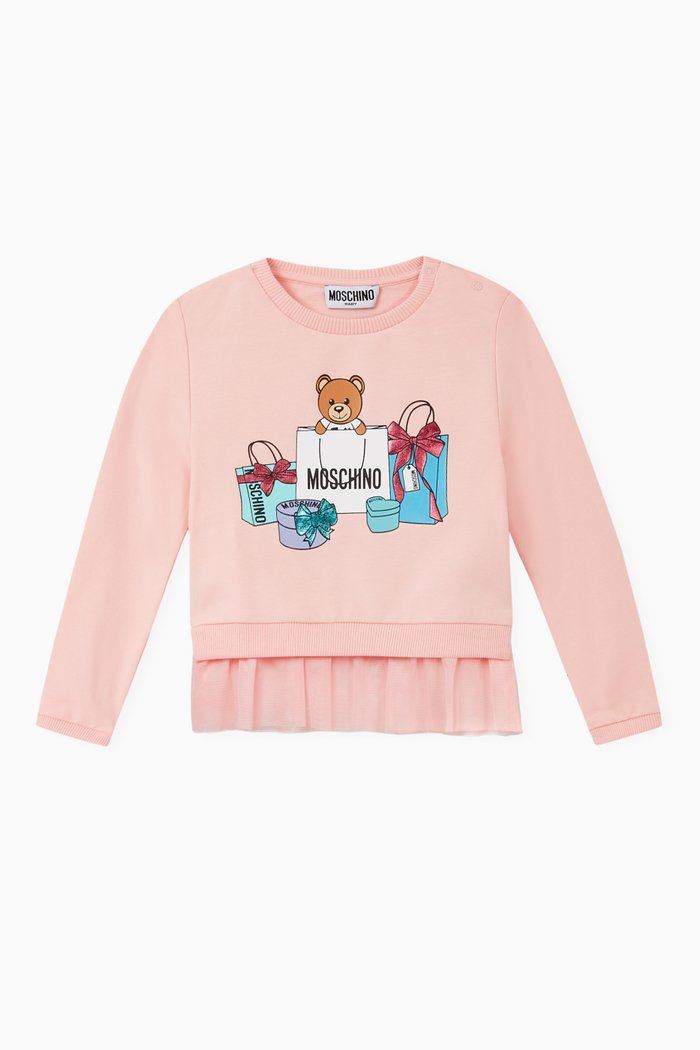 

Shopping Teddy Bear Jersey Sweatshirt, Pink