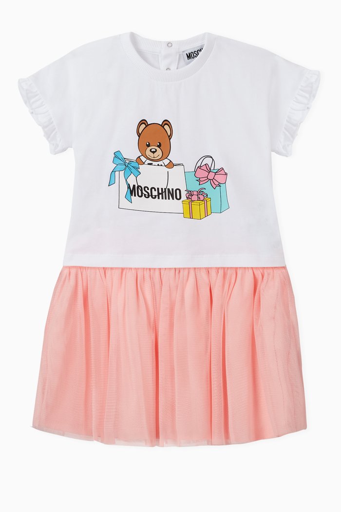 Shopping Teddy Bear T-Shirt And Skirt Set, White