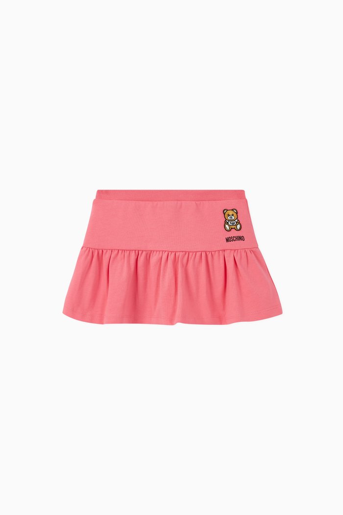 

Teddy Bear Embroidered Mini Skirt, Pink
