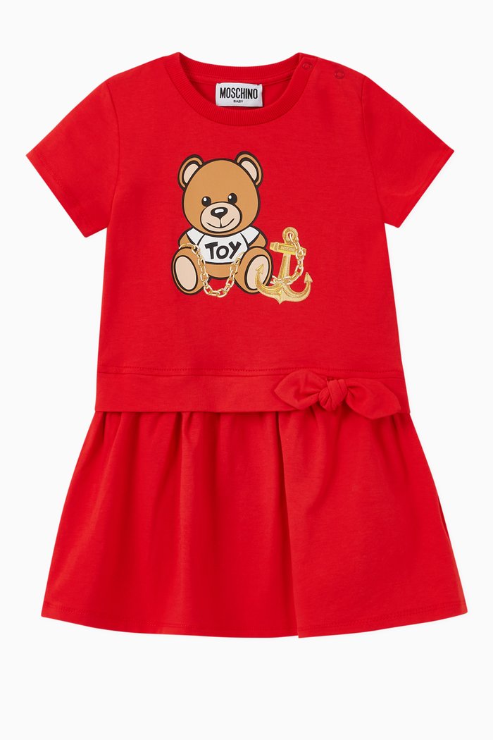 

Anchor Teddy Bear Dress in Cotton Jersey, Red