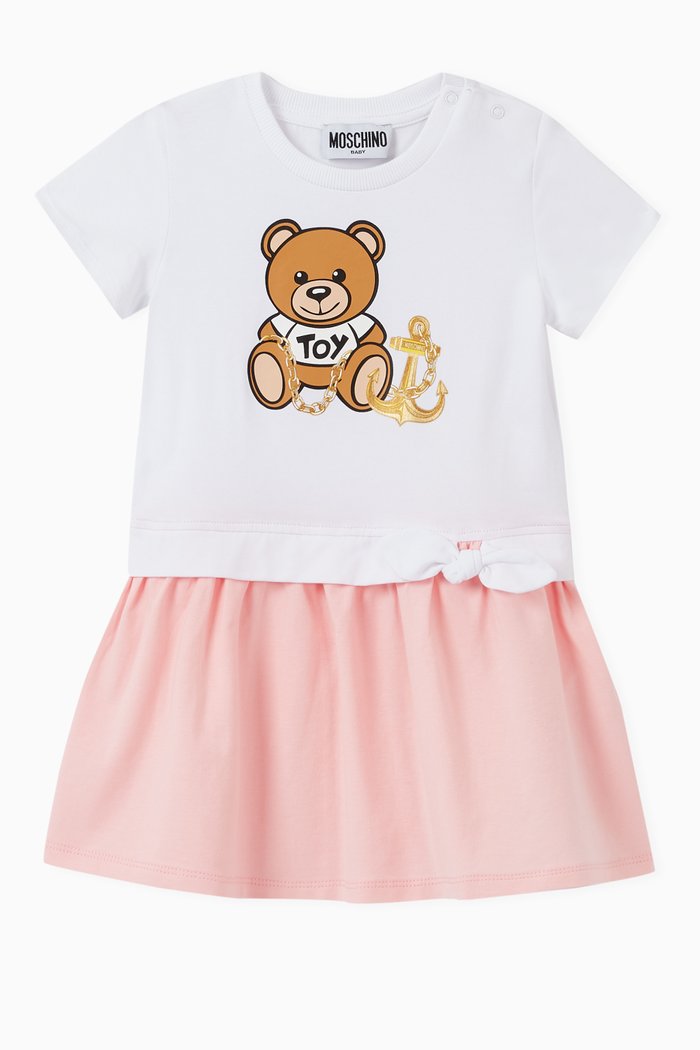 

Anchor Teddy Bear Dress in Cotton Jersey, White