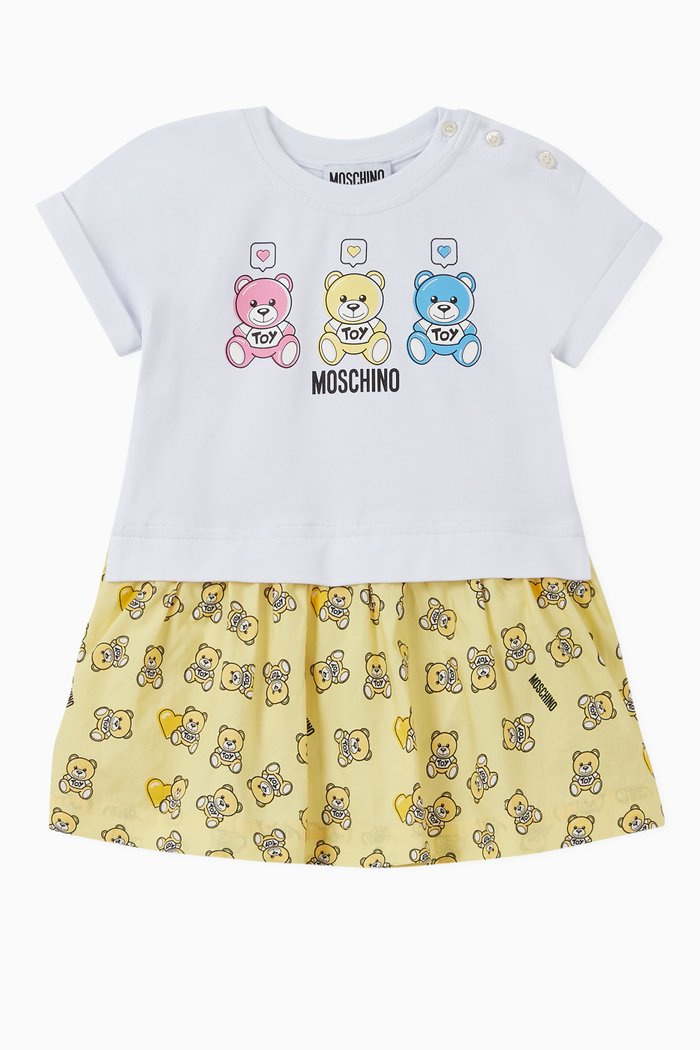 

Teddy Bear Dress in Cotton Jersey, White