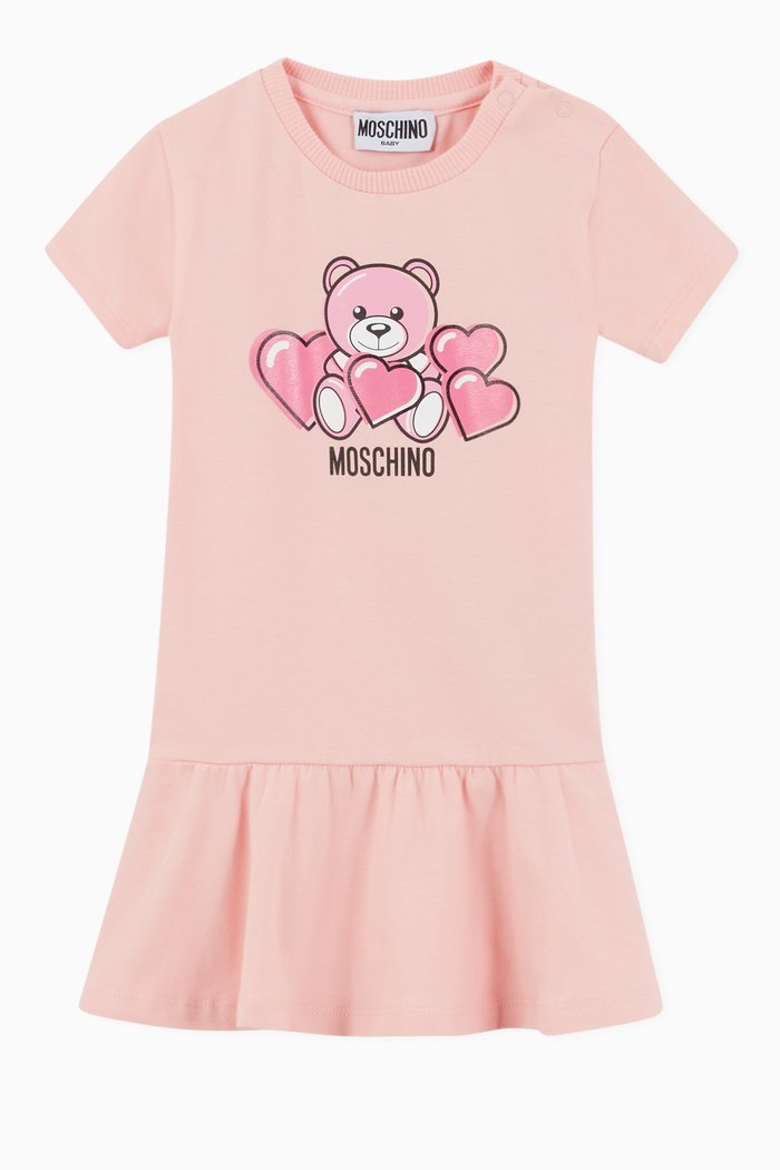 

Teddy Bear Heart Jersey Dress, Pink