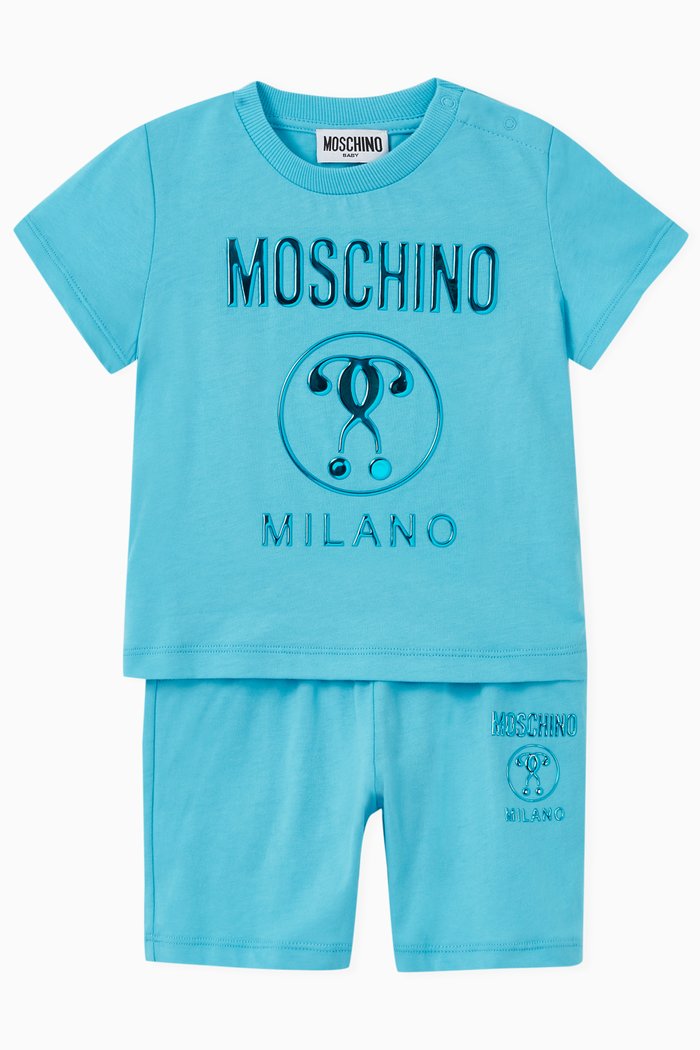 

Logo T-shirt & Shorts in Cotton Jersey, Blue