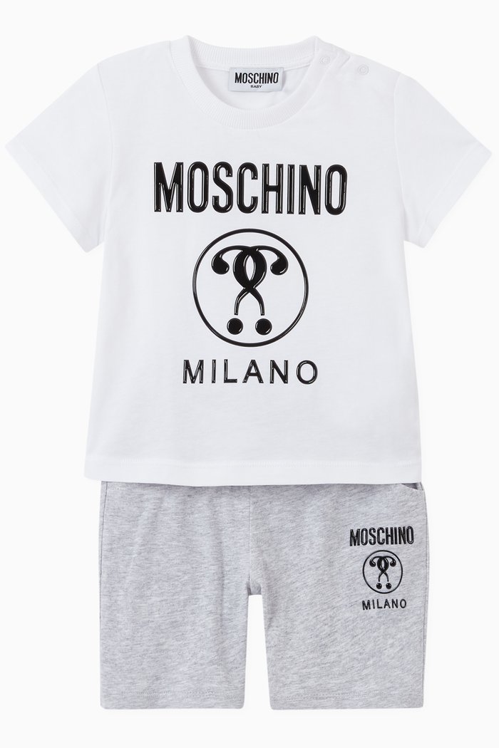 

Logo T-shirt & Shorts in Cotton Jersey, White