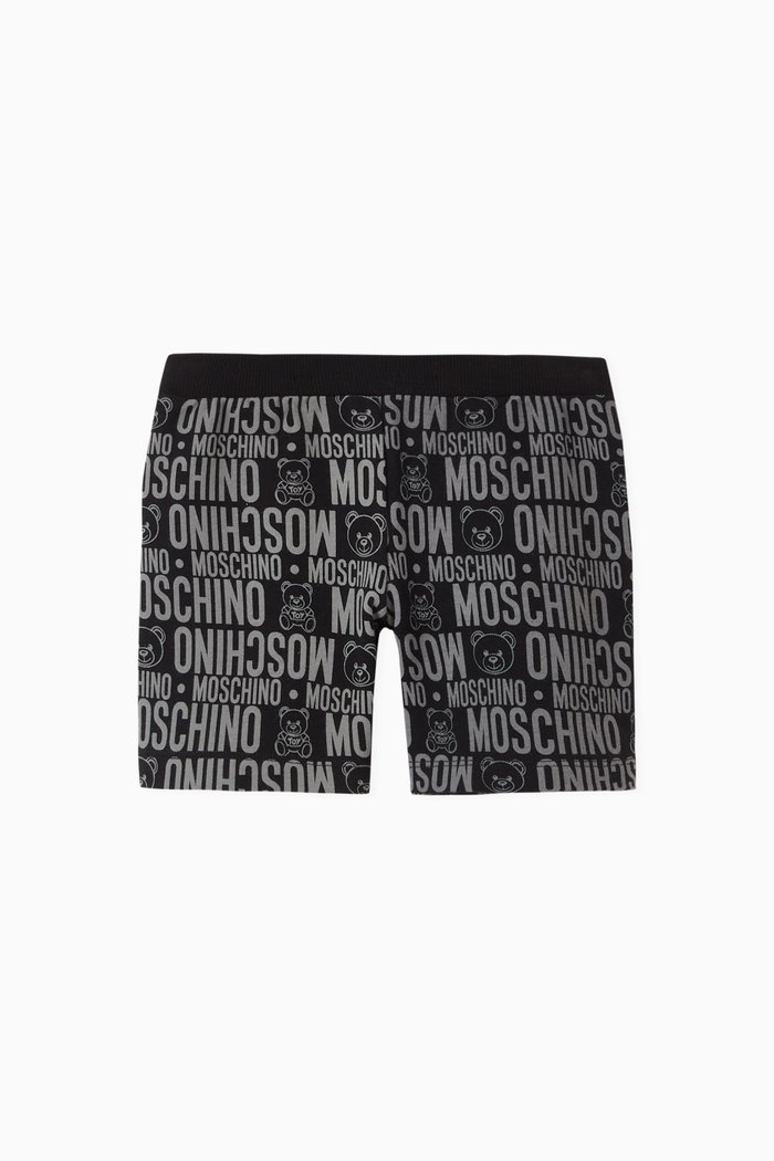 

Logo Teddy Bear Cotton Jersey Shorts, Black