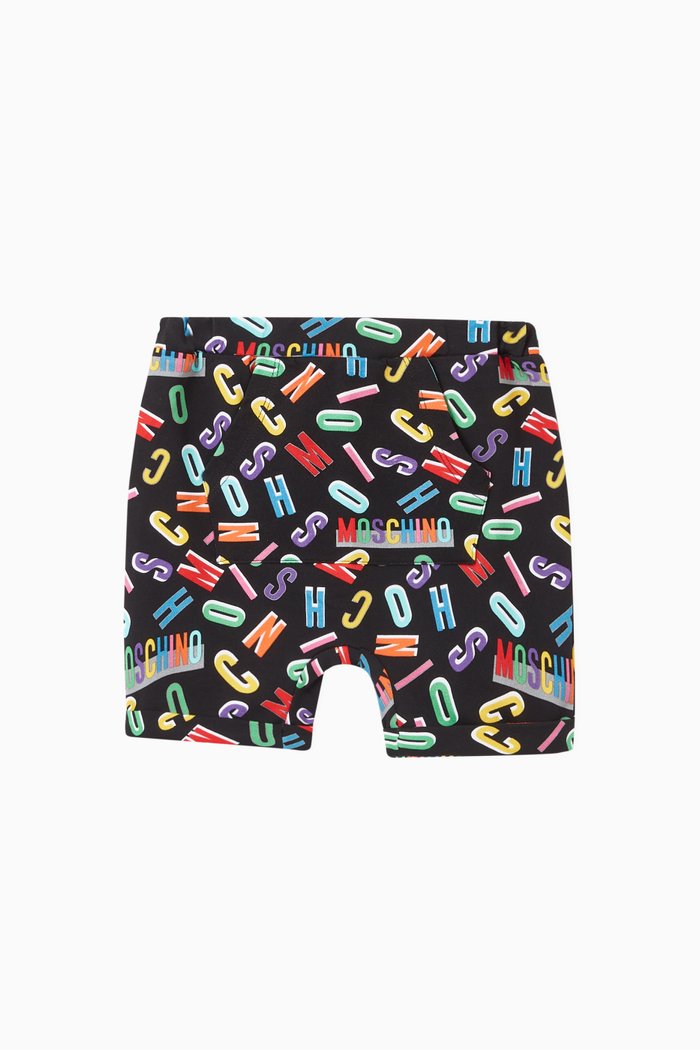 

Logo Letter Cotton Jersey Shorts, Black