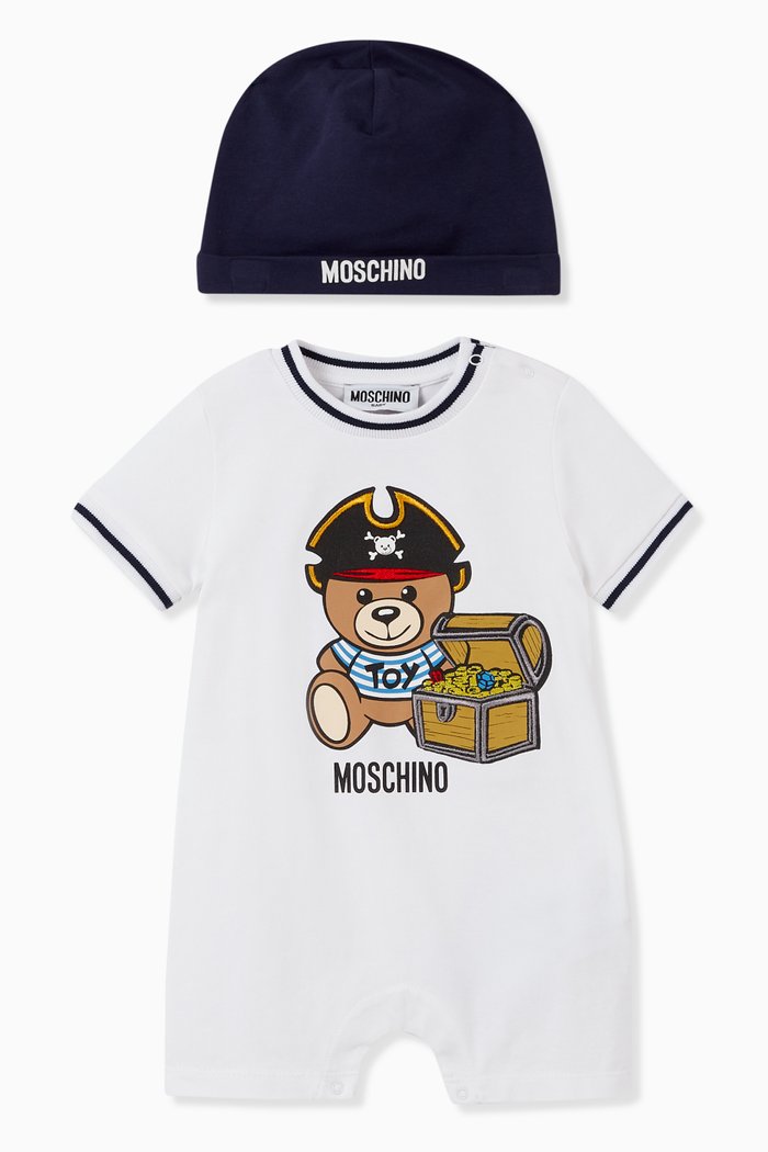 

Teddy Bear Pirate Romper & Hat Set, White