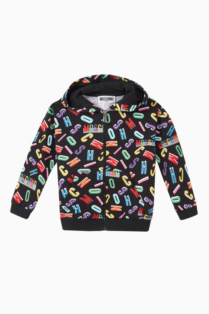 

Logo Letter Cotton Jersey Hoodie, Black