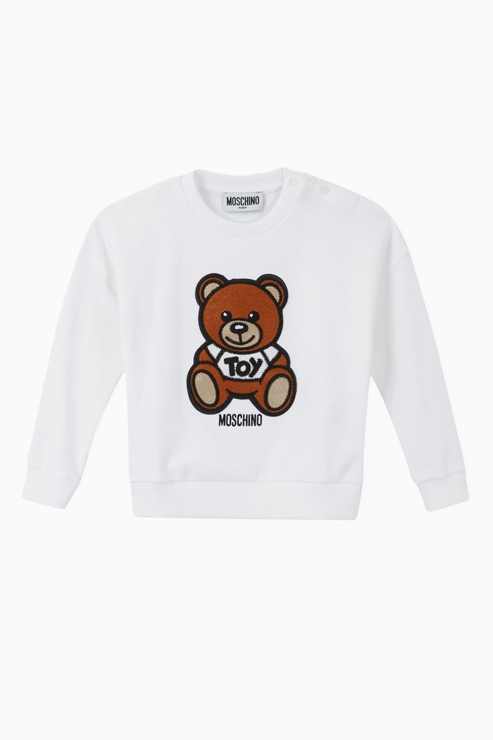 

Teddy Bear Logo Cotton Sweatshirt, White