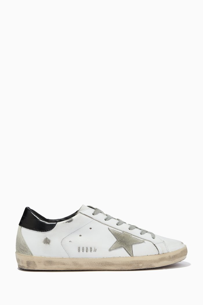 Super-Star Sneakers with Suede Star in Leather, White