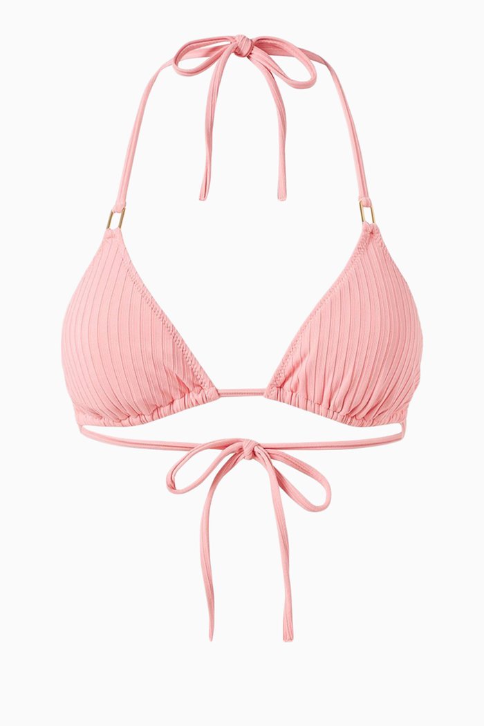 

Cancun Ribbed Bikini Top, Pink