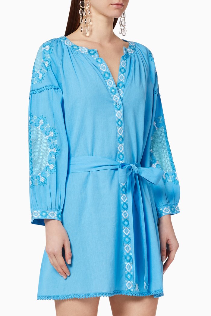 

Cathy Cotton Linen Kaftan, Blue